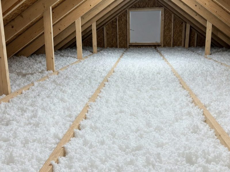 Fresh blown-in attic insulation